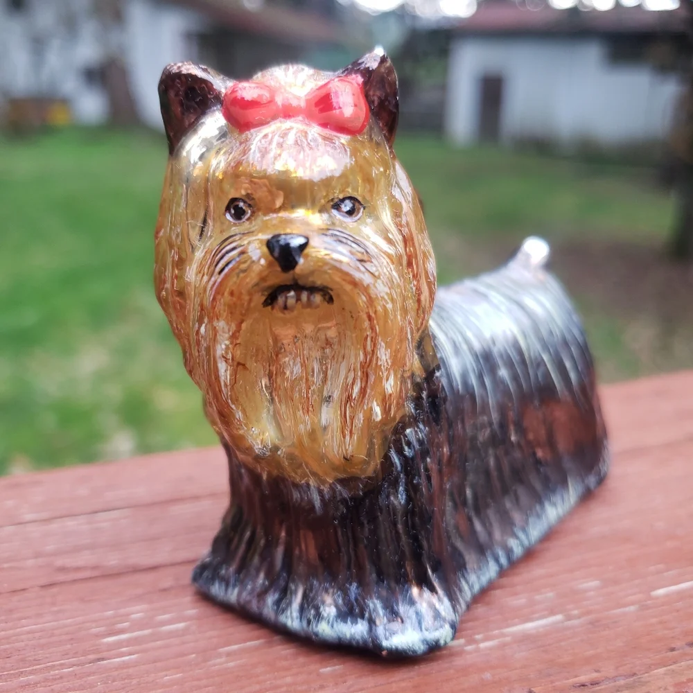 Joy To The World Collectibles Yorkie Yorkshire Terrier Glass Christmas Ornament